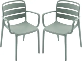 Vente-Unique Poltrona da giardino impilabile in polipropilene Kaki - Lotto di 2 - MOAH di MYLIA