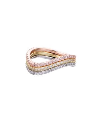 Adornia Adornia 14K Plated Cz Tri-Color Curved Eternity Band Nesting Ring Set
