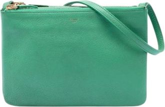 Celine Pre-owned Trio Crossbody Bag - Dames - Vintage Schoudertas - Groen - ONE Size - Leer - Vintage