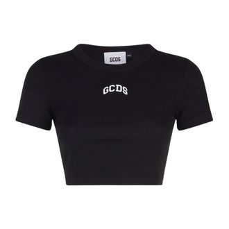 GCDS T-shirt Cropped con Logo - - Tops - Donna - Nero - S