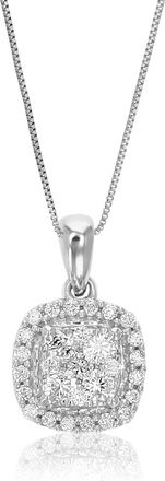 Vir Jewels 1/4 cttw Lab Grown Diamond Cushion Cluster Pendant Necklace.925 Sterling Silver 1/2 Inch with 18 Inch Chain