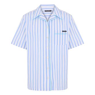Dolce & Gabbana Shirts, female, Blue, Size: 2XS Striped Poplin Shirt