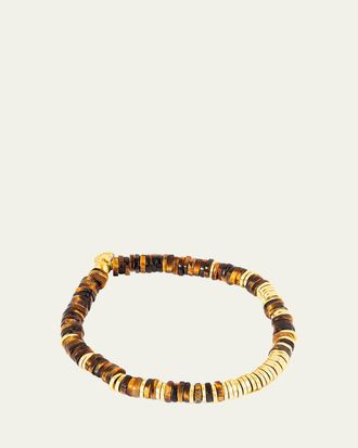 Tateossian Mens 18k Gold-Plated Tigers Eye Constellation Beaded Bracelet
