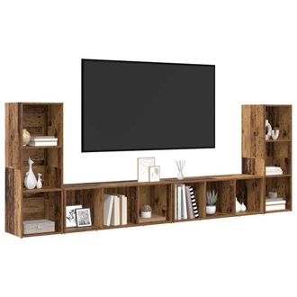 Berkfield Home TV Cabinet with Shelf with Storage 4 pcs Old wood Engineered wood in Brown