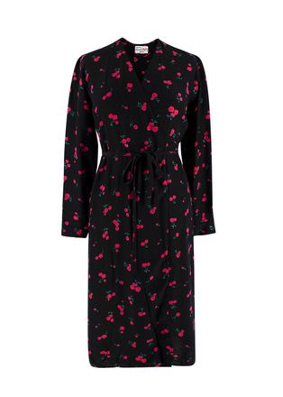 HVN Julia Black Cherry Wrap Dress Size XS