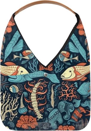 Generic Underwater World Animals Reusable Lightweight Grocery Bags - Foldable Into Compact Pouch, Washable & Sturdy, Multipurpose for Shopping and Travel