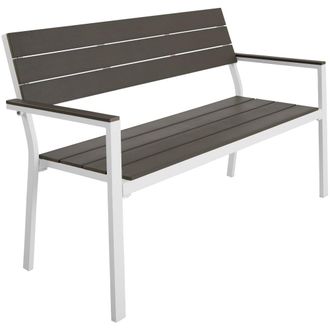 TecTake Banco de jard&iacute;n 2 plazas 128 x 59 x 88 cm gris claro/blanco