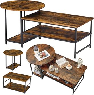 OEM Juego De Mesa De Centro De Madera R&uacute;stica Vintage 2 En 1, 123x60x51cm