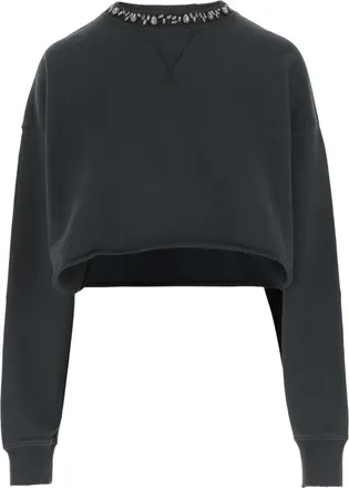 Golden Goose Short Cotton Sweatshirt With Crystal Embellishments
