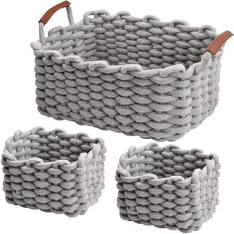 Trade Shop Trade Shop - Set 3 Cestini Intrecciati Corda Cesto Porta Oggetti Organizza Decora Casa 10635