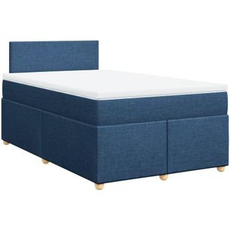 vidaXL Cama Box Spring Con Colch&oacute;n Tela Azul 120x200 Cm Vidaxl