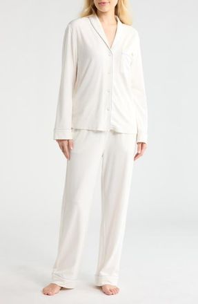 Lunya Slumberknit Pajamas in Lunar White/quiet Lilac at Nordstrom, Size X-Small