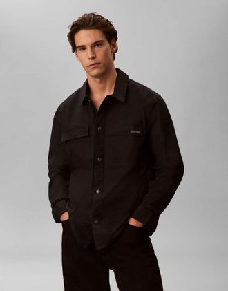 Calvin Klein Jeans overshirt utility con bottoni sul davanti nero jet