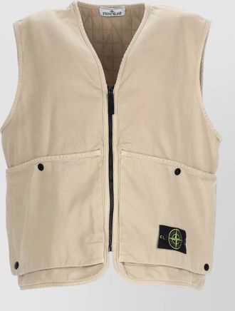 Stone Island sleeveless jacket patch pockets detail