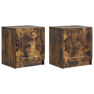 vidaXL Armario De Noche 2 Pcs Roble Ahumado 43 X 34,5 X 47 Cm Vidaxl