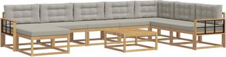 vidaXL Conjunto De Sof&aacute;s De Exterior 9 Uds. Blanco Y Gris Claro Vidaxl