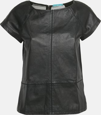 Alice & Olivia Alice + Olivia Black Leather And Chiffon Top