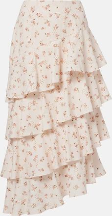 Markarian Laura floral tiered cotton midi skirt