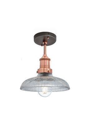 Industville Brooklyn Glass Dome Flush Mount, 8 Inch, Copper Holder