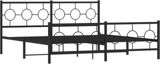 vidaXL Estructura Cama Sin Colch&oacute;n Con Estribo Metal Negro 183x213 Cm Vidaxl