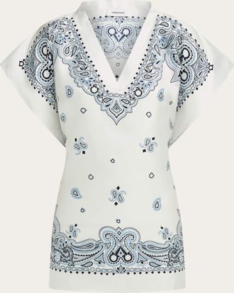 Ferragamo Women Arabesque print poncho Blue