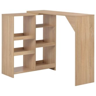 Berkfield Home Bar Table with Moveable Shelf Oak 138x39x110 cm in Brown | Size: 138 x 39 x 110 cm