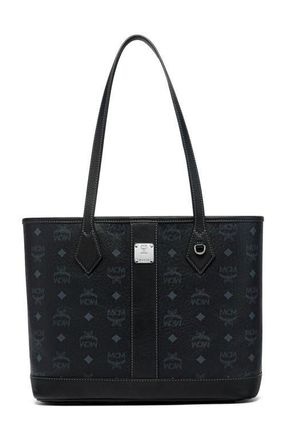 MCM New Small Liz Shopper in Visetos in Black at Nordstrom