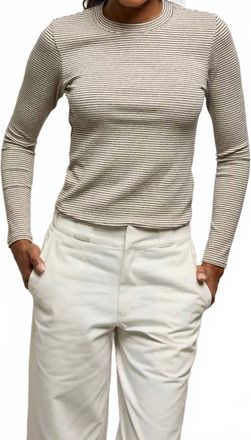 perfectwhitetee Emma Stripe Long Sleeve Top In Heather Grey/ Black