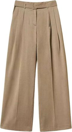 Twinset Palazzo Broek - Dames - Wijde Broeken - Beige - M - Wol - Broeken