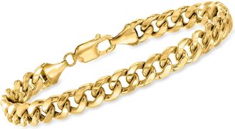 Ross-Simons Mens 7.8mm Miami Cuban Link Bracelet in 14kt Yellow Gold