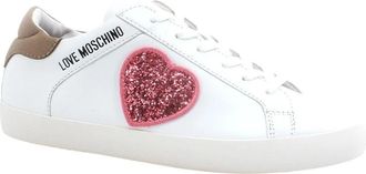 Love Moschino Shiny Heart Nappa Sneakers - Dames - Sneakers - Wit - 35 EU - Leer - Schoenen
