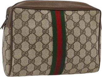 Gucci Pre-owned Vintage Clutch Tas - Dames - Vintage Schoudertas - Beige - ONE Size - Leer - Vintage