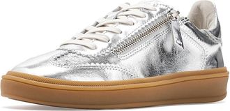 Johnston & Murphy Ashley Side-zip Lace-up Womens Shoes Silver Metallic : 8.5 M, Leather/Suede