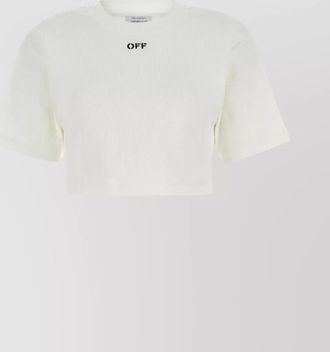 Off-white ribbed cropped t-shirt