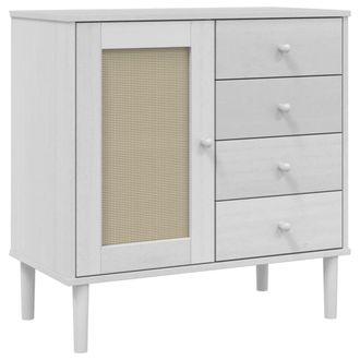 vidaXL Vidaxl - Aparador Senja Aspecto De Rat&aacute;n Madera Pino Blanco 80x40x80 Cm