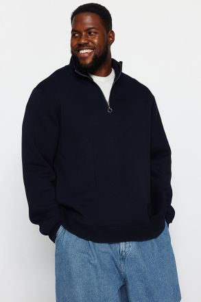 Trendyol MAN Heren Donkerblauw Effen Lang Oversized Grote maten Sweatshirts