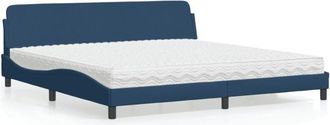 vidaXL Vidaxl - Cama Con Colch&oacute;n Tela Azul 200x200 Cm