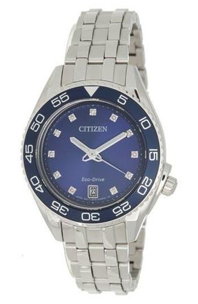 Citizen Sport Luxury Eco-Drive Bracelet Watch, 35mm in Silver at Nordstrom Rack