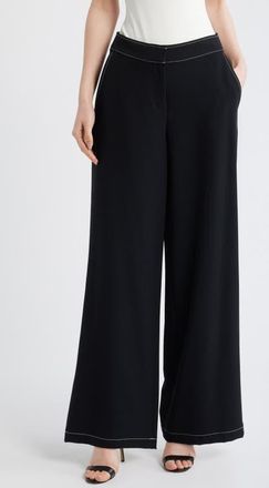 Tahari by ASL Wide Leg Pants in Black White at Nordstrom, Size 10
