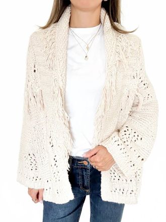 Autumn Cashmere Southwest Fringe Shawl Cardigan In Sand