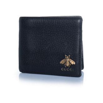 Gucci Gucci, zwarte leren portemonnee met bijtje