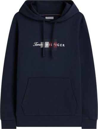 Tommy Hilfiger Hoodies & sweatvesten, Heren, Blauw, M, Katoen, Script Flag Hoodie