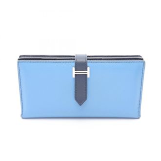 Herm&egrave;s Bleu Saphir Blue Blue Paradise Navy Epsom Leather Long Wallet (Bi-Fold) (Pre-Owned)