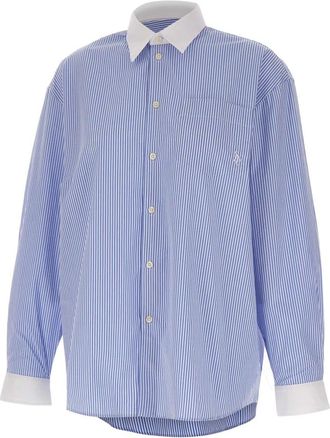 Sporty & Rich Overhemden, Dames, Blauw, M, Katoen, SRC Oversized Shirt