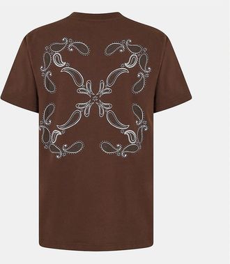 Off-white Mens Bandana Crew Neck Short Sleeve T-Shirt - Brown - Size: 42