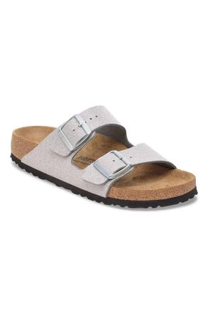 Birkenstock Womens Arizona Sandals In Shiny Glitter Silver