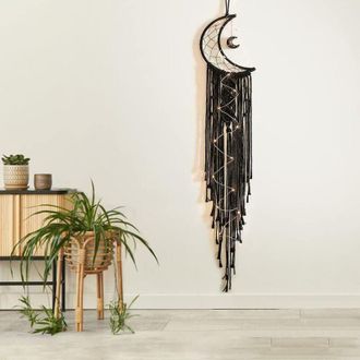 OEM Decoraci&oacute;n De Pared Atrapasue&ntilde;os Con Flecos Trenzados Y Luz De Estilo Bohemio Para Dormitorios Y Salas De Estar - Crezuo