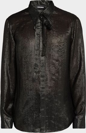Dsquared2 Mens Sparkling Tie-Neck Shirt