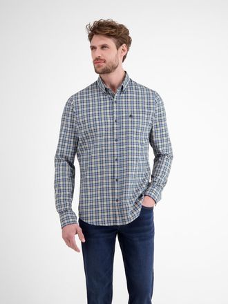 Lerros Karohemd LERROS LERROS Kariertes Herrenhemd, sportiv und stilbewusst, Herren, Gr. XXL, storm blau, 100% Baumwolle, Hemden Karohemd