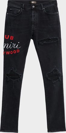 Amiri Mens D-Club Applique Distressed Skinny Jeans